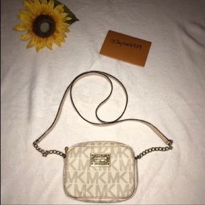Michael Kors MK White Logo Crossbody Bag